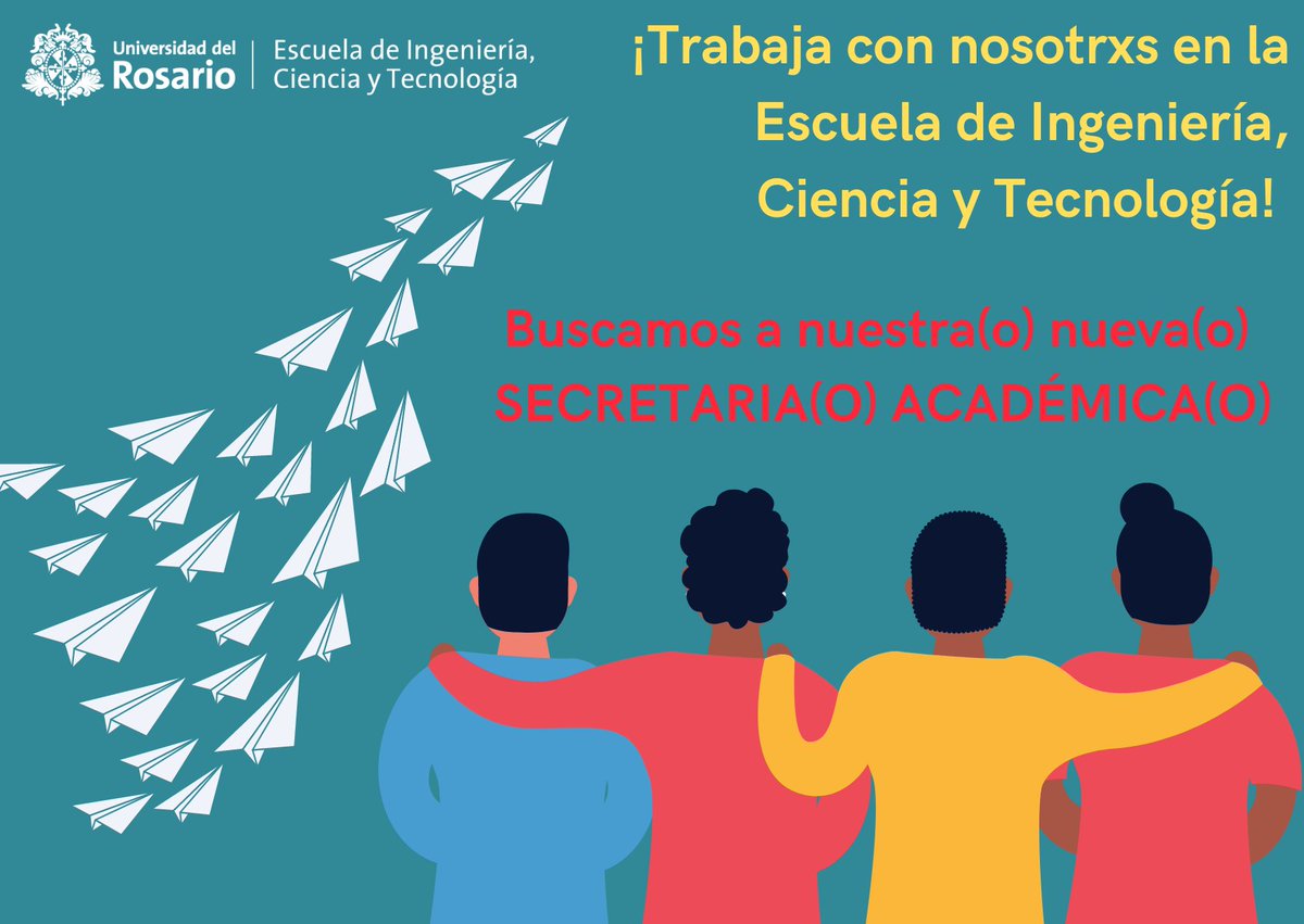 Trabaja con nosotras(os) en la <a href="/ICT_URosario/">Escuela Ingeniería, Ciencia, Tecnología URosario</a> de la @urosario. Nos encontramos buscando a nuestra(o) nueva(o) SECRETARIA(O) ACADÉMICA(O). Toda la información la encuentras acá: elempleo.com/co/ofertas-tra…