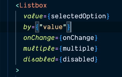 khaled_garbaya's tweet photo. When using #headlessui and your value is an object, pass the `by` property to tell the component how to compare those value objects, especially if the selected value is not the same reference from the options array. I learned this the hard way https://t.co/eP4ypHw3lZ