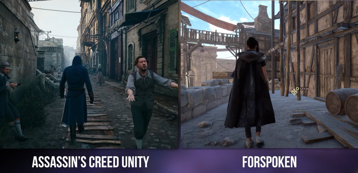 Forspoken side by side with Assassin's Creed Unity from 2014 : r/playstation