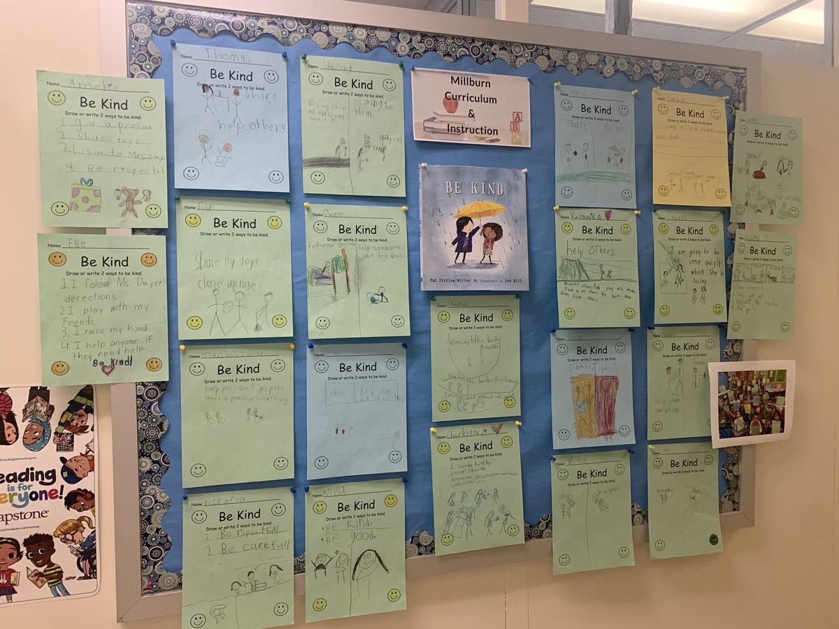 After reading, Be Kind, to first graders at Deerfield School- look what they sent me! Brightens my day to see all the ways these students show kindness! ⁦<a href="/millburnschools/">Millburn Schools</a>⁩