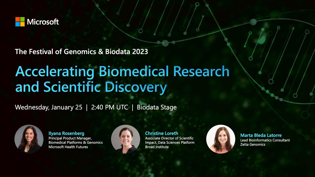<a href="/Microsoft/">Microsoft</a> is headed to London next week for <a href="/FoGenomics/">The Festival of Genomics & Biodata</a>! Join us to explore how the cloud supercharges biomedical #research collaboration and discovery. Reach out if you want to connect with Microsoft at #FoG2023 or attend our biodata presentation on January 25.