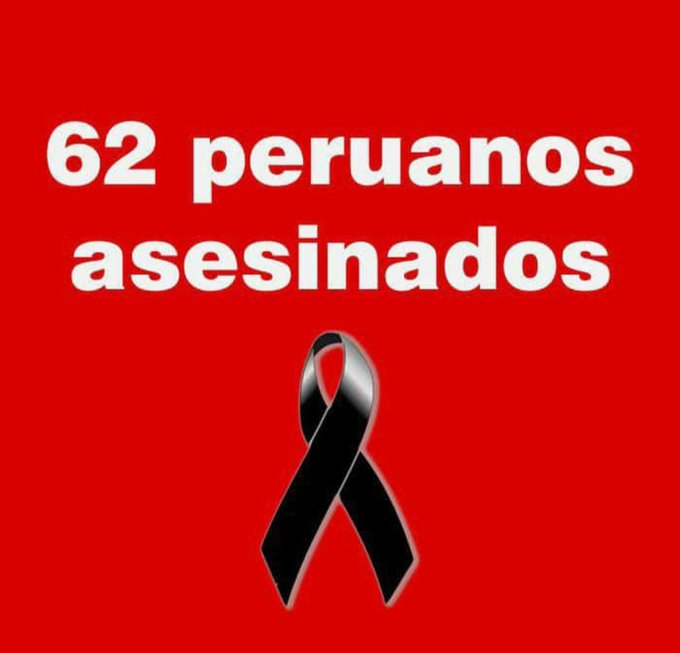 La masacré de 62 peruanos con el aval del grupo de poder, medios y poderes del estado. Todos cómplices.
#PeruEnDictadura #DinaRenunciaYa