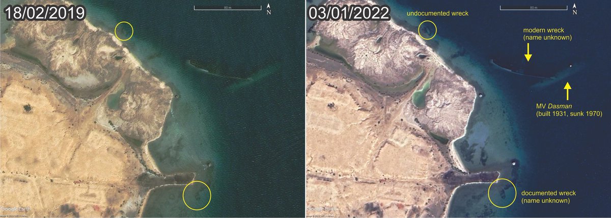 Always nice when new #GoogleEarth #satelliteimages come out. Especially when they show us clearer images of previously documented #shipwrecks and even better when they reveal undocumented wrecks like this example from #Suakin, #Sudan!