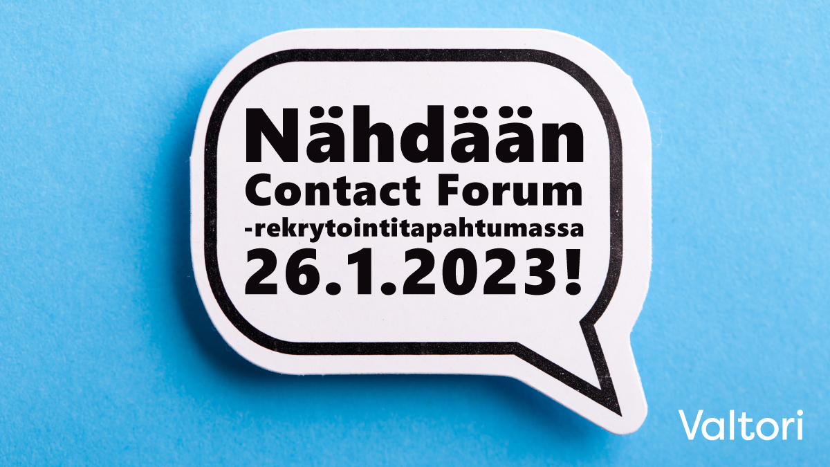 Valtori_'s tweet photo. 📢Hei korkeakouluopiskelija tai vastavalmistunut!
Valtori on mukana 26.1. klo 10-17 Helsingin Messukeskuksessa järjestettävässä Contact Forum -rekrytointitapahtumassa.
Tule rohkeasti juttelemaan! Löydät meidät valtion yhteiseltä ständiltä.
👋Nähdään torstaina!
#contactforum https://t.co/SqOR3bCIfk