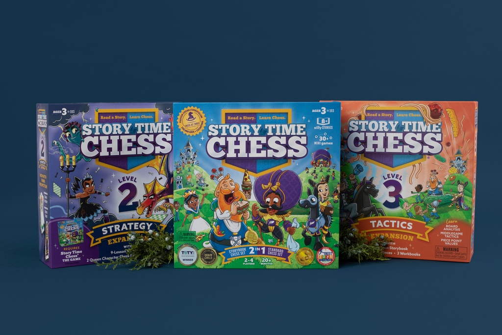 Celebrate the brand-new year with brand-new stories and characters from Story Time Chess!

Our Level 2 Strategy and Level 3 Tactics Bundles are packed to the brim with 9 new illustrated chapters and 27 mini-games EACH.