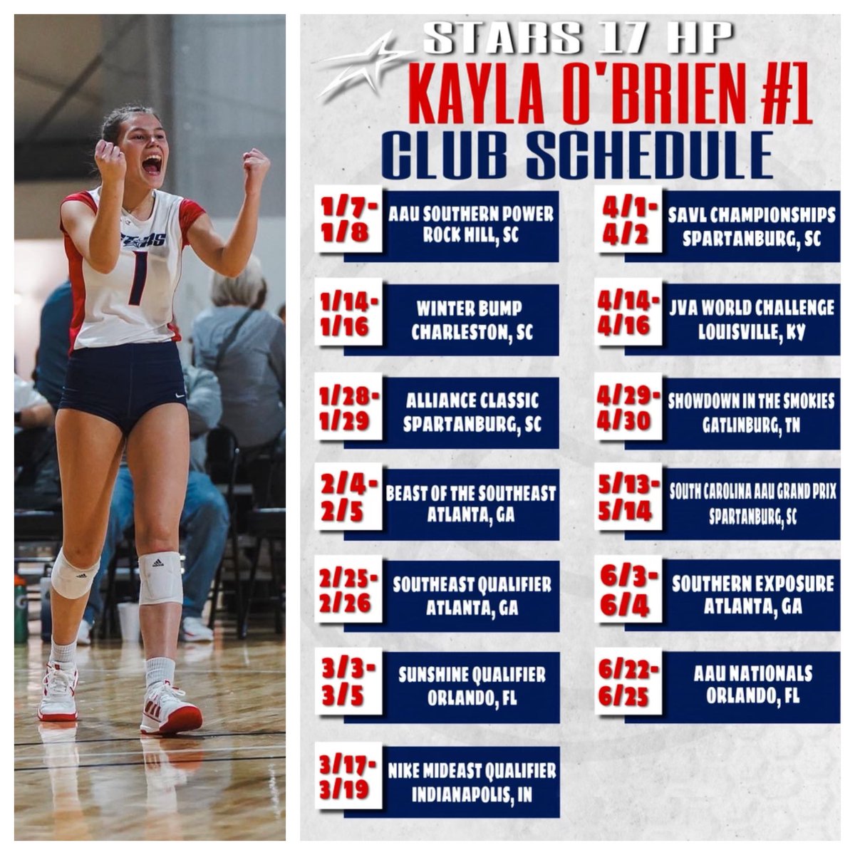 Check out my 2023 Club Volleyball Schedule. #upwardstars17HP #ETR #SharkMentality <a href="/CoachSamWol23/">Sam Wolinski</a> <a href="/DormanVB/">🏐DormanVB🏐</a> <a href="/RecruitStarsVB/">Stars VB Recruiting</a>
