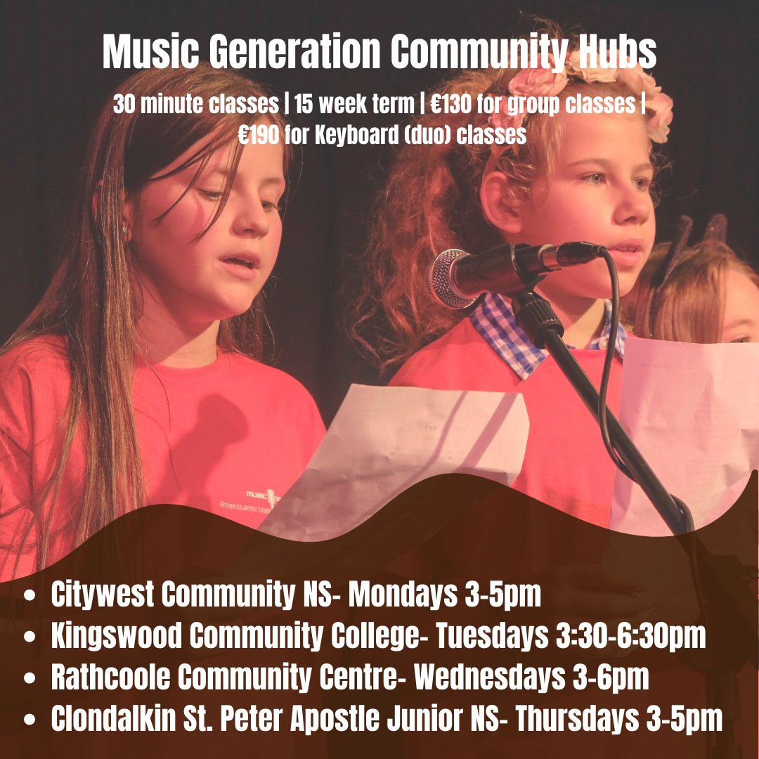 MusicGenSD's tweet photo. Our Community Hubs start back this week ๐ธ๐๏ธ๐ป
It's not too late to sign up! Link in our bio ๐๐ถ
#musicgensd #musiclessons #youngmusicians #youtharts #southdublin https://t.co/oTMzeNJkl9