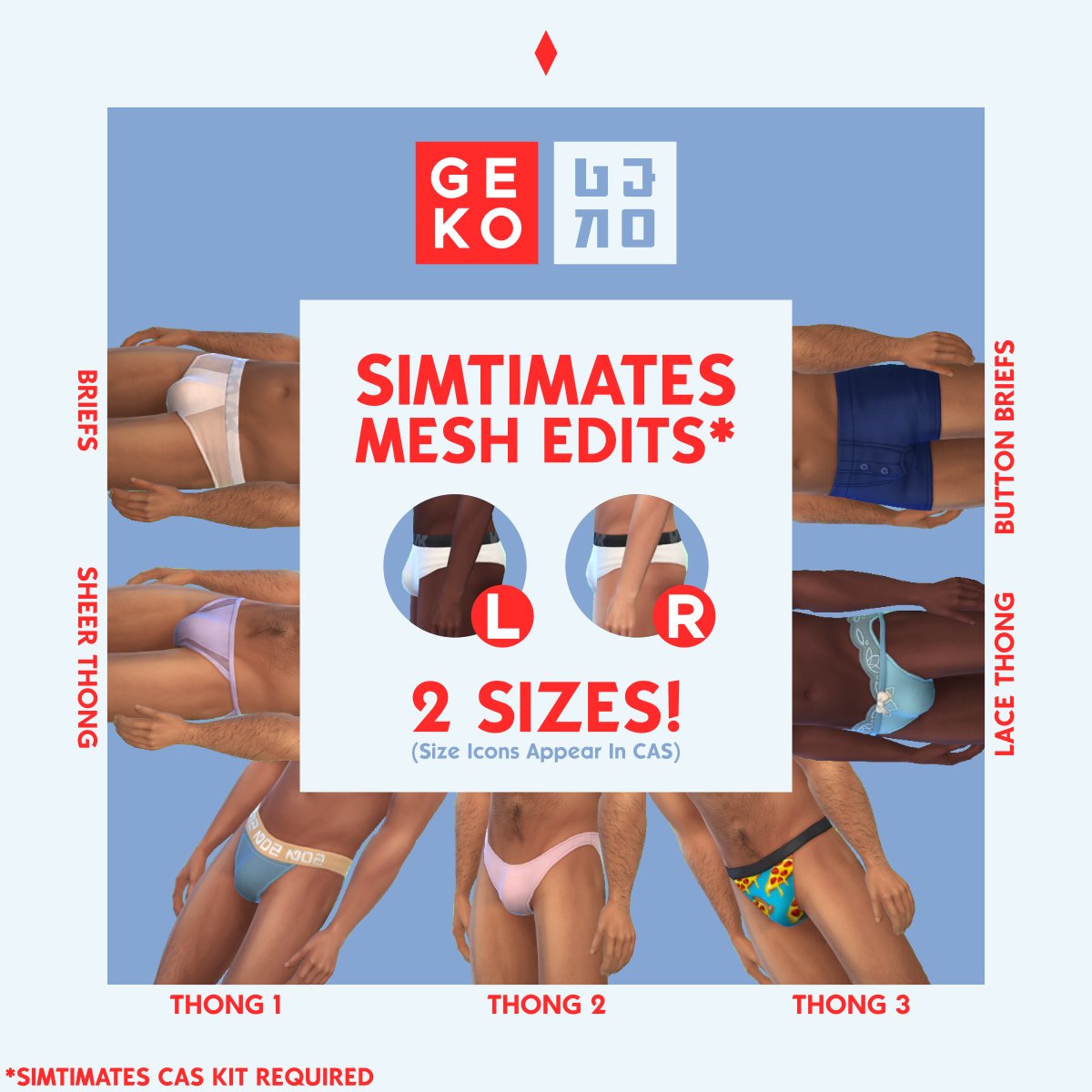 on X: "The Simtimates mesh are here!🥳(almost) Every brief from the kit comes with a *standalone* regular and large sized 'package' mesh for your masculine Sims (sizes also indicated in