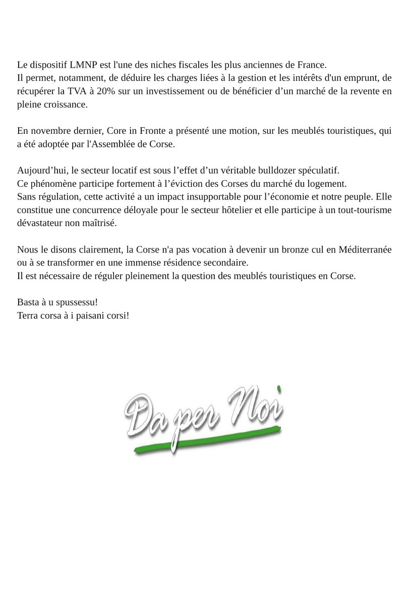 Résidence E Cime à San Fiurenzu à 5000€ le M2.
Pour "Top Logement" c'est une opportunité sur "𝘭'𝘶𝘯 𝘥𝘦𝘴 𝘥𝘦𝘳𝘯𝘪𝘦𝘳𝘴 𝘵𝘦𝘳𝘳𝘢𝘪𝘯𝘴 𝘦𝘯 𝘣𝘰𝘳𝘥 𝘥𝘦 𝘮𝘦𝘳" pour "𝘨é𝘯é𝘳𝘦𝘳 𝘥𝘦𝘴 𝘳𝘦𝘷𝘦𝘯𝘶𝘴 𝘥é𝘧𝘪𝘴𝘤𝘢𝘭𝘪𝘴é𝘴" via "𝘭𝘦 𝘴𝘵𝘢𝘵𝘶𝘵 𝘓𝘔𝘕𝘗".