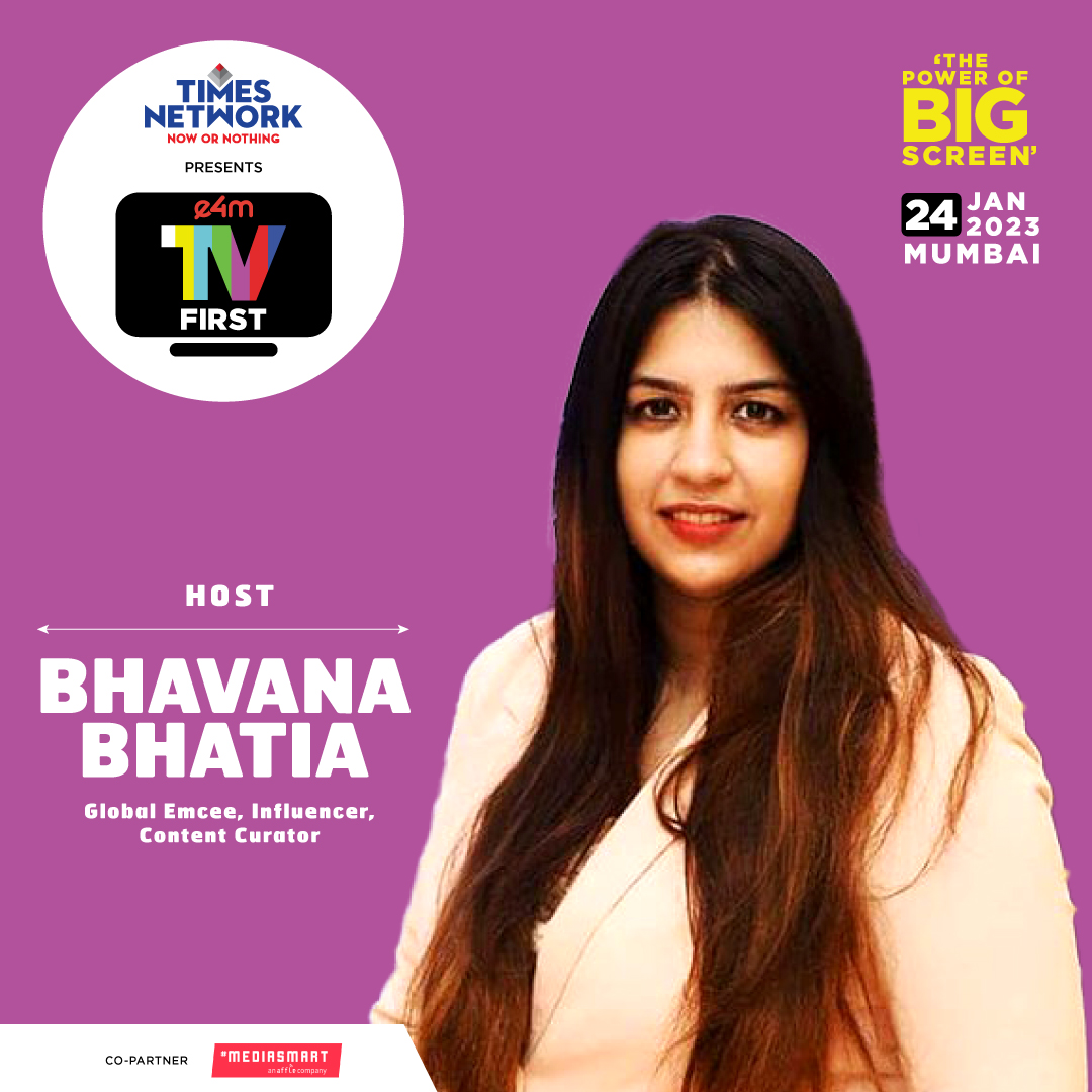 e4mevents's tweet photo. Welcoming @bhavanabhatia - Global Emcee, as our host for #e4mTVFirst Conference - The Power of Big Screen. Jan 24 – Mumbai.
Join the experts to know more 🔗 https://t.co/nr9Usdcgzb

#e4mTVFirst #TV #Digital #conference 

@bhavanabhatia | @TimesNetwork  | @mediasmartio https://t.co/sbRCkjR0fs