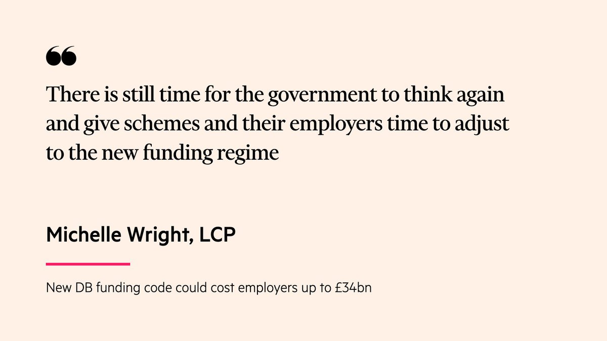 pensions_expert's tweet image. The Pensions Regulator estimates the #definedbenefit funding code could have a cost for employers of up to £34bn, which has prompted LCP to call on the government to give more time to sponsors to adjust to the new regime. on.ft.com/3QWeNuM
@LCP_Actuaries 
#DBfundingcode