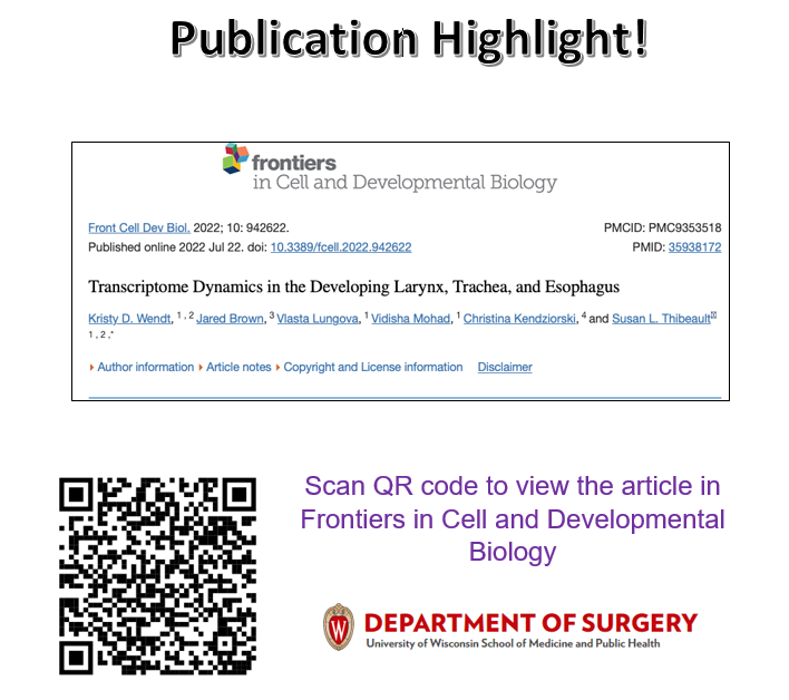 thibeaultlab's tweet image. Every Tuesday, we will highlight a recent pub from @Thibeaultlab. In @FrontCellDevBio, Kristy Wendt discusses the #transcriptomic profiles of 3 organs (#larynx, trachea and esophagus) during #embryogenesis. Link: shorturl.at/beJRW