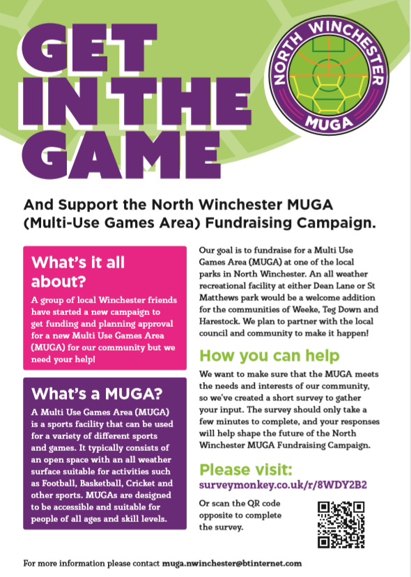PerryTim's tweet photo. Support our N. Winchester Multi Use Games Area (MUGA) campaign A MUGA is an all weather Sports pitch and our first goal is to assess the interest of the community. Please complete and share our survey   #getinthegame #muga #winchester #sports https://t.co/hTRtWUp96I