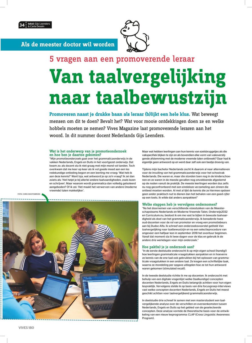 LeendersGijs's tweet photo. In het nieuwste nummer van Vives Magazine beschrijf ik mijn promotieonderzoek, de werkwijze en hoe de uitkomsten het onderwijs mogelijk vooruit kunnen helpen. Bedankt Carla Desain voor de fijne samenwerking en Chris Mastenbroek &amp; Fototeam KenM voor de mooie foto’s! https://t.co/kBqV69SfjQ