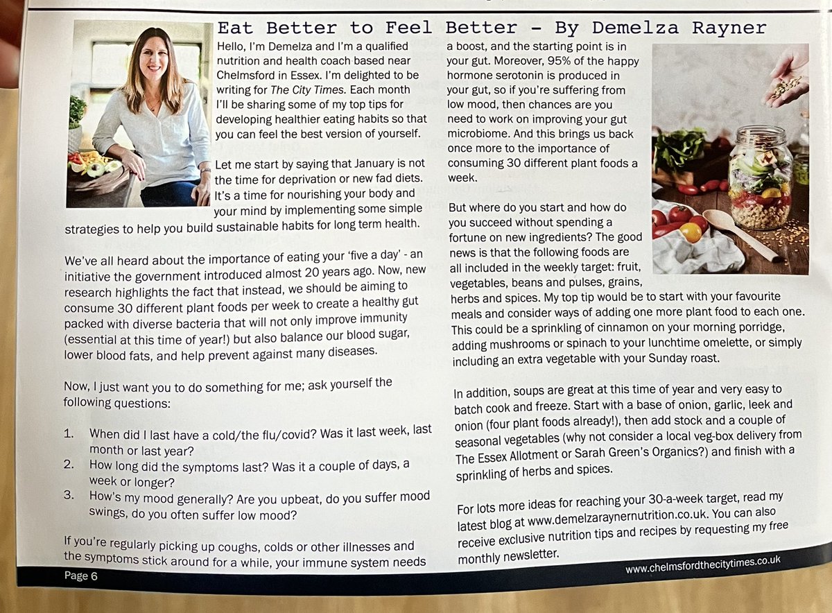 Thrilled to see my first monthly column in The City Times magazine 🎉
#healthcoach #nutrition