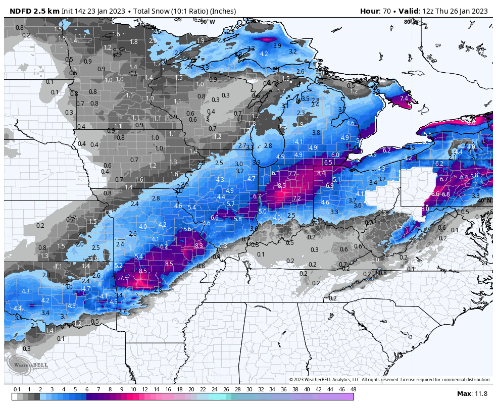 spann's tweet photo. Forecast snow amounts through Thursday morning... (NWS NDFD) https://t.co/qFu1zUDmEU