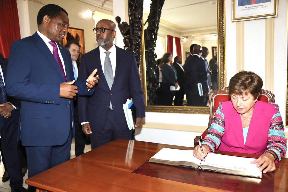 This visit gives us renewed hope for heightened collaboration between our govt and the IMF &amp; reaffirms the Fund’s confidence in #Zambia’s home-grown reform agenda. #aBrighterFuture <a href="/IMFNews/">IMF</a> <a href="/KGeorgieva/">Kristalina Georgieva</a>