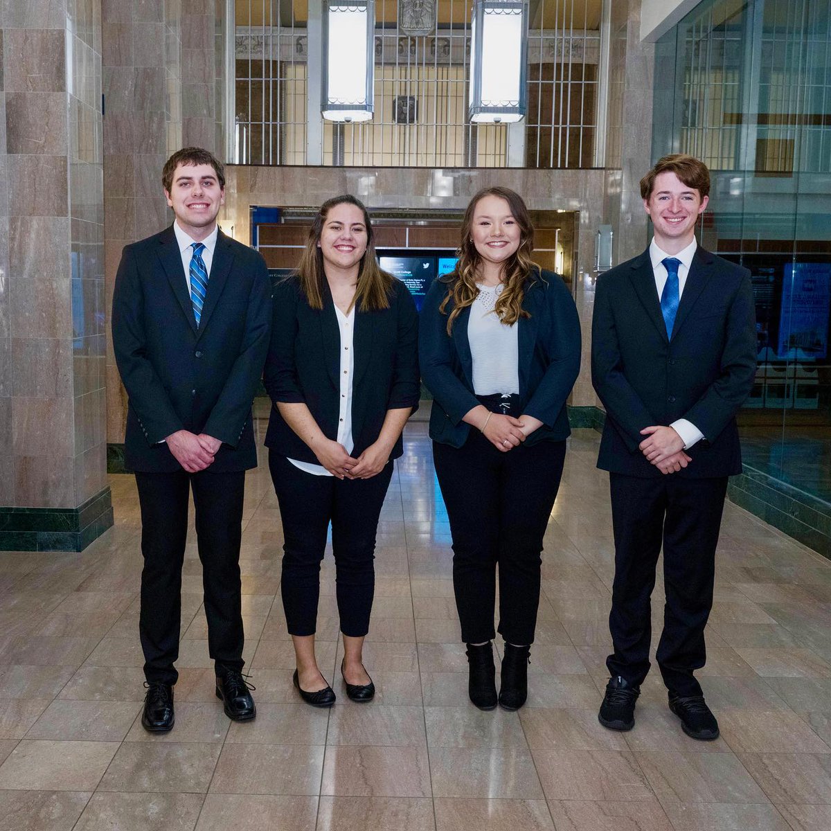 Introducing our Ethics Conference 2023 Operations &amp; Logistics Team!
 
L to R: Collin Eckstein, Callie DeVore, Lily Cain, Drew King 

We look forward to seeing you on March 1st in the Hulman Memorial Student Union!

#IndStateEthics