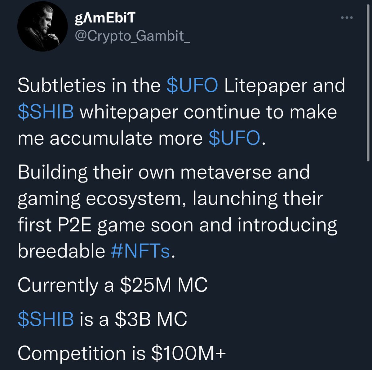 cryptomorgz's tweet photo. The last $SHIB linked coin was aguably $UFO, which mooned to over $1 billion mcap. 

The same people that told you about $UFO early, are the same people telling you about #CAW early. 

Will you listen this time anon?

@Crypto_Gambit_ @LinkySaint @JumperWave @CryptoBrag https://t.co/uI1fV1zzjp