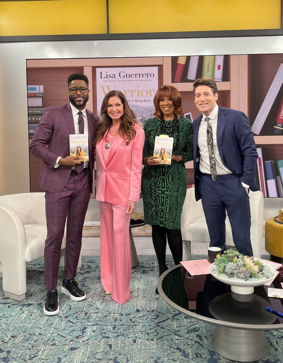 So thankful to @CBSMornings for having me on to talk about WARRIOR! Hope you watch the great conversation about overcoming pain and tapping into your POWER with @GayleKing @nateburleson & @tonydokoupil 💪🏼 @InsideEdition @HachetteBooks #GuerreroMeansWarrior