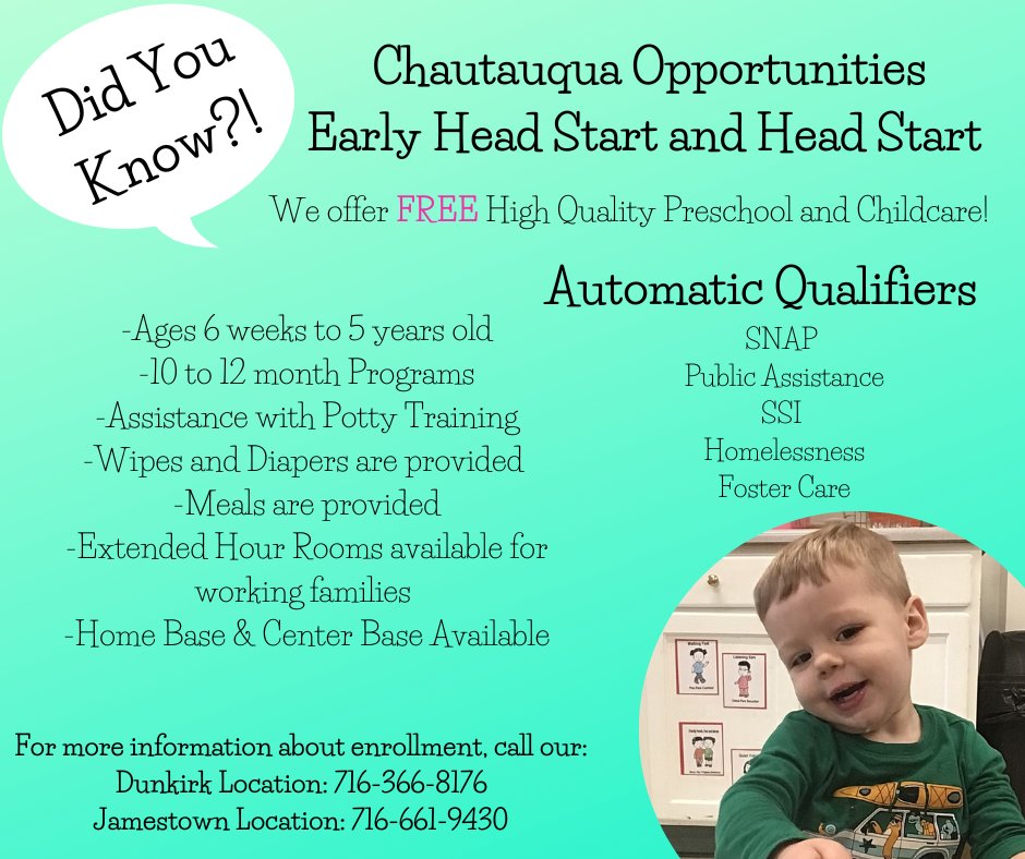 chautopp's tweet image. Head Start programs provide services to more than a million children yearly in the U.S. Learn how to enroll your child in COI&apos;s Head Start program by calling us at (716) 366-8176 / (716) 661-9430. #GetaHeadStart