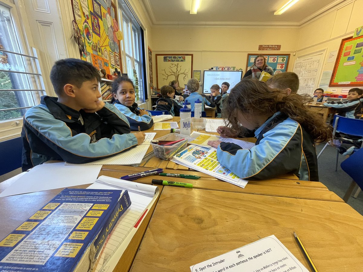 MichaelHibbert's tweet photo. I am in Prep 4 Spanish today with @MadMFL today. Their grasp for the language is very impressive. Not to mention the fun they are having! @MylnhurstNews https://t.co/y1BuWF8boh