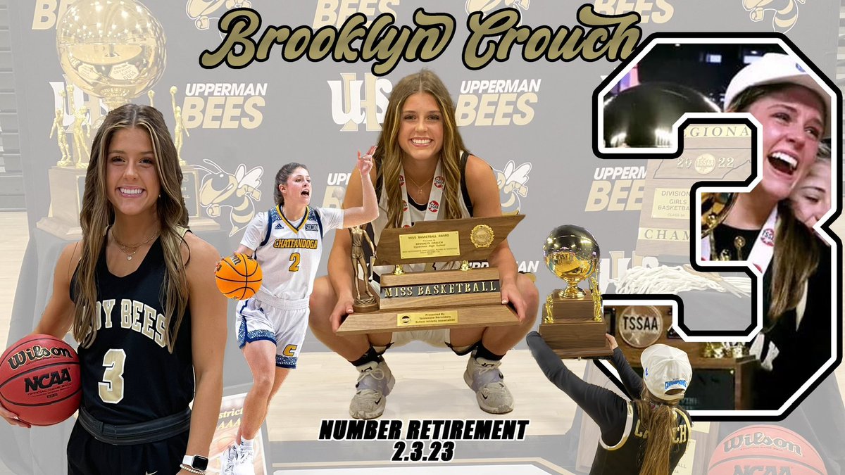 We are excited to announce the number retirement of 2022 Class AAA Miss Basketball, Brooklyn Crouch. Join us on February 3rd as we honor and celebrate one of the best to ever wear a Lady Bee uniform. The number 3 banner will forever be in the rafters at UHS. #BC3