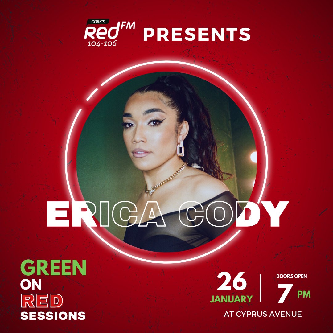 CorksRedFM's tweet image. 📣 FREE GIG TOMORROW 📣

Come bring your mates and join Cork’s RedFM for a FREE night out at Cyprus Avenue Thursday 26th from 7pm as we celebrate one of Ireland’s rising music stars R’n’B singer/songwriter @EricaCody 👏🎉

Book your FREE ticket here: eventbrite.com/e/redfms-green…