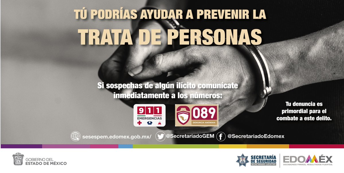 ¿Sabías qué? la Trata de personas es el traslado, la acogida o la recepción de personas, recurriendo a la amenaza o al uso de la fuerza u otras formas de coacción, con fines de explotación. 

Ayudemos a combatir este delito comunicándote a los números de emergencia.