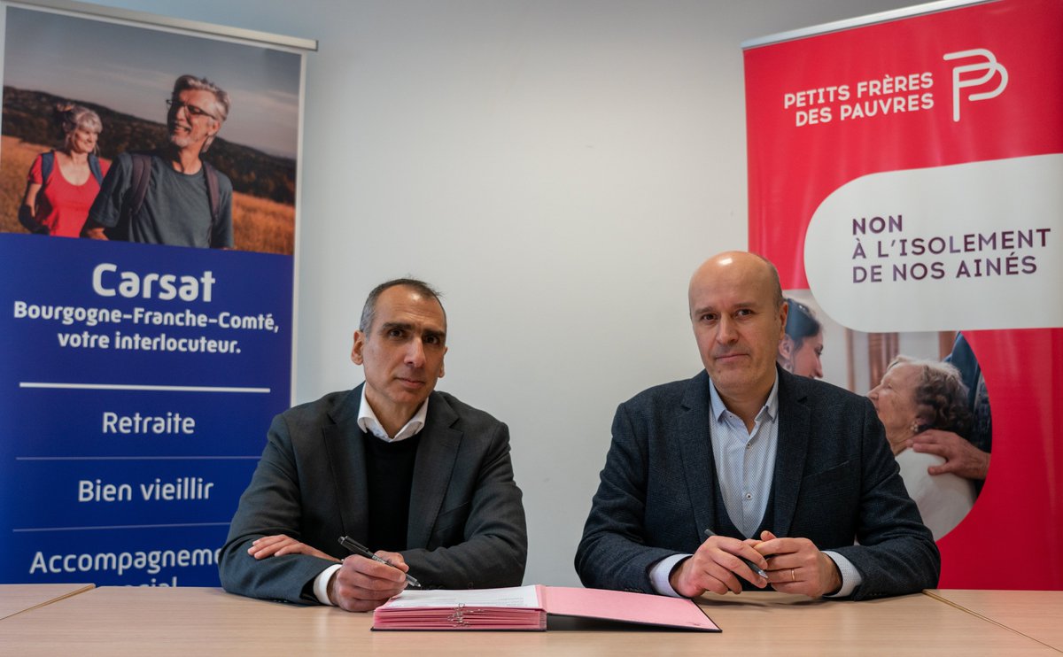 Carsat BFC (@carsatbfc) on Twitter photo La #CarsatBFC renouvelle sa confiance à <a href="/PFPauvres/">Petits Frères des Pauvres</a> pour 2023-2024 en signant une nouvelle convention ce 23/01. 3 axes fondamentaux pour poursuivre leurs engagements communs dans la lutte contre l'#isolement social des #retraités de #BFC. + d'informations : bit.ly/3ZU0tXJ La #CarsatBFC renouvelle sa confiance à <a href="/PFPauvres/">Petits Frères des Pauvres</a> pour 2023-2024 en signant une nouvelle convention ce 23/01. 3 axes fondamentaux pour poursuivre leurs engagements communs dans la lutte contre l'#isolement social des #retraités de #BFC. + d'informations : bit.ly/3ZU0tXJ