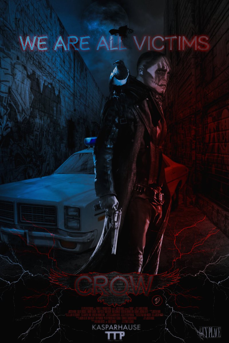IrenPodOfficial's tweet photo. So other versions, and quite a bit modified!❤🙌🏼😍 I slightly changed the design... 
Designed by @IrenPodOfficial 
#JustinMane #crowfanfilm #MoviePoster #movieposters #thecrow #graphicdesigners #posterdesign #Graphic #Creative #horrormovie #HorrorFan #horror https://t.co/dukv6kwoRc