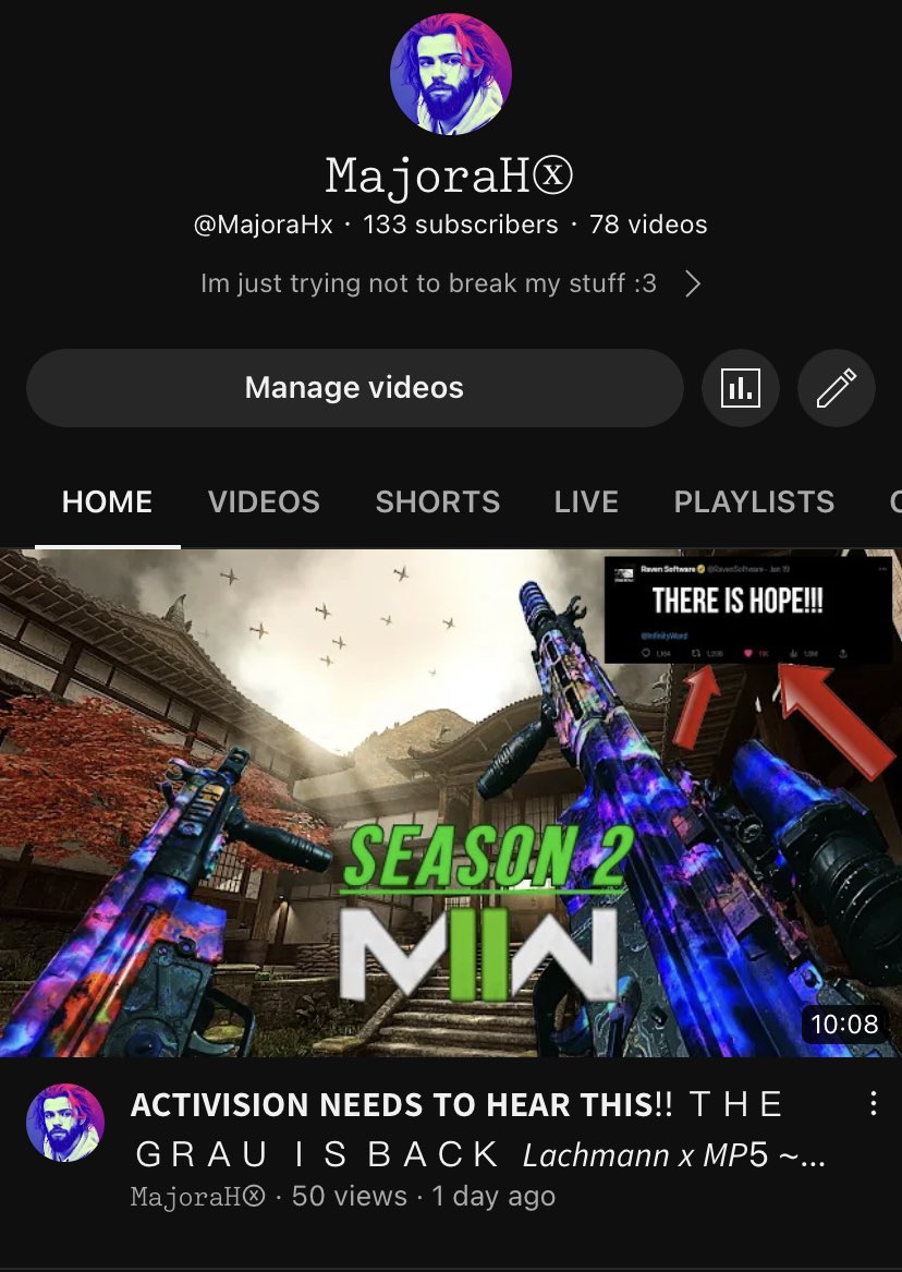 MajorAssHat's tweet photo. ASSHAT NATION RISSSEE!!
50 views in 24hrs ๐ฅน
switched up the video flow - and it banged #WatchTheAbyss #MW2 https://t.co/VUKqZ9r71R