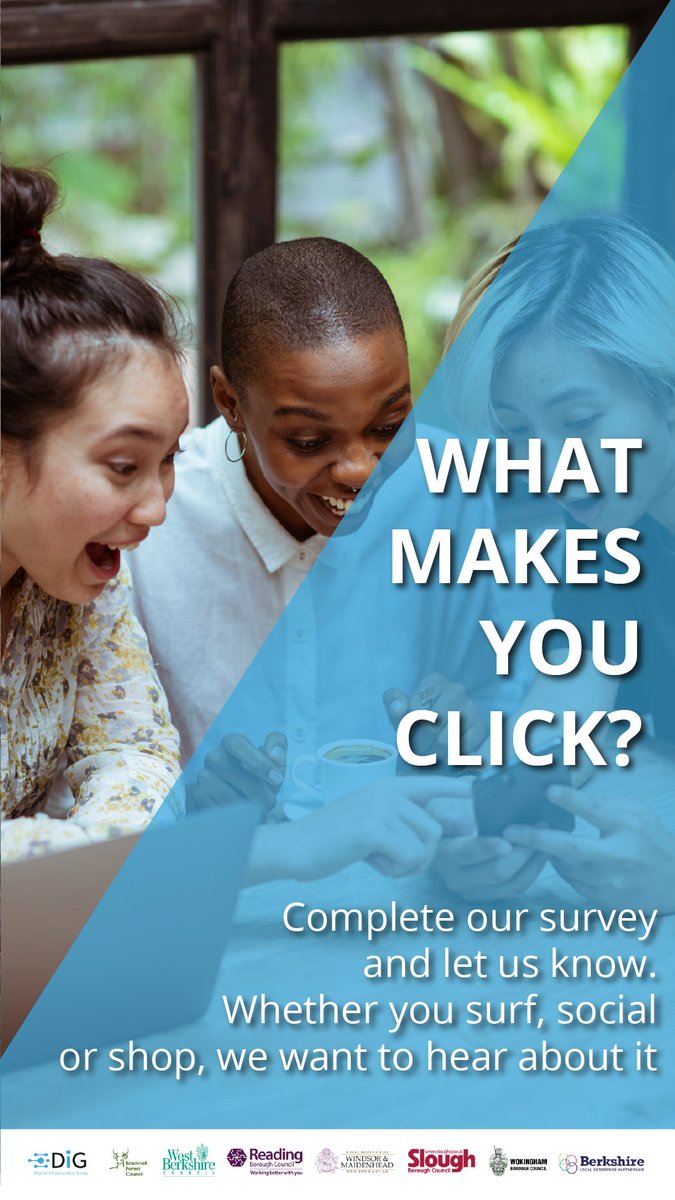 BerksDIG's tweet photo. Our survey is running until 19th Feb - but don't leave it too late to have your say. https://t.co/0M6NwBupiV #WhatMakesYouClick #DigitalInclusion #ConnectedBerkshire @ReadingCouncil @SloughCouncil @RBWM @RBWM_Libraries @WokinghamBC @WestBerkshire @BracknellForest @CCBerkshire https://t.co/8pwcUCJ25f