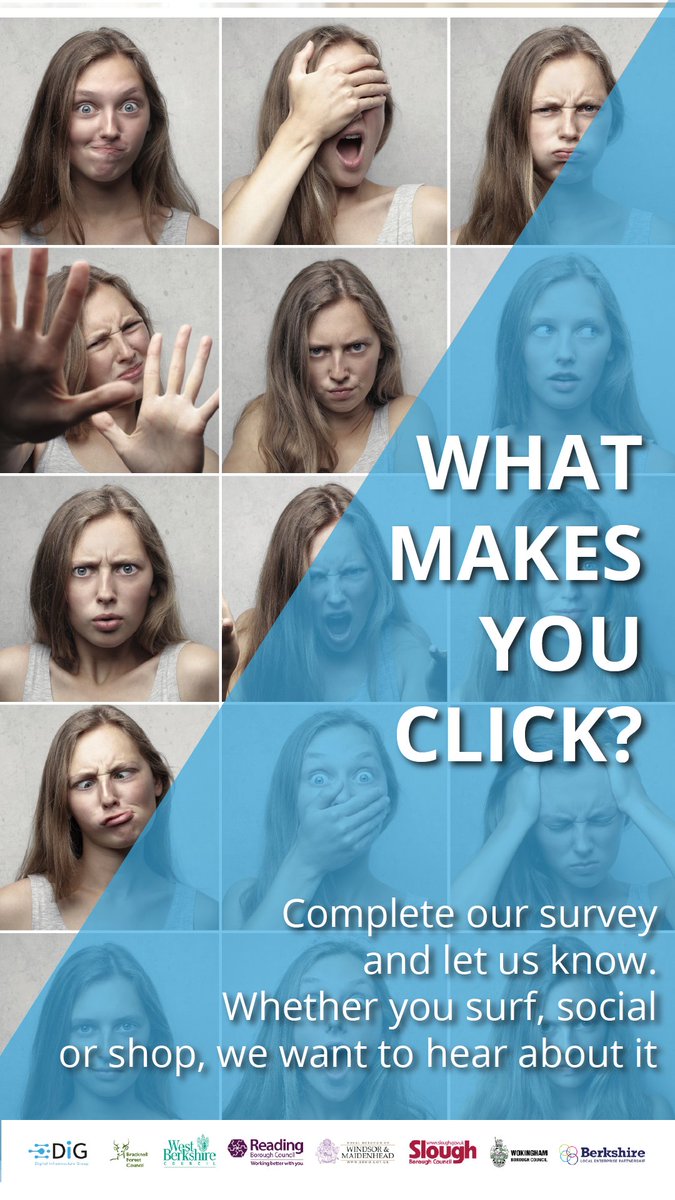 BerksDIG's tweet photo. Our survey is running until 19th Feb - but don't leave it too late to have your say. https://t.co/0M6NwBupiV #WhatMakesYouClick #DigitalInclusion #ConnectedBerkshire @ReadingCouncil @SloughCouncil @RBWM @RBWM_Libraries @WokinghamBC @WestBerkshire @BracknellForest @CCBerkshire https://t.co/8pwcUCJ25f