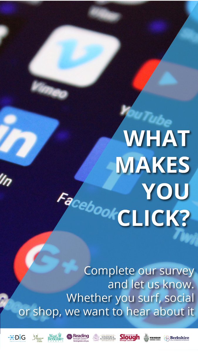 BerksDIG's tweet photo. Our survey is running until 19th Feb - but don't leave it too late to have your say. https://t.co/0M6NwBupiV #WhatMakesYouClick #DigitalInclusion #ConnectedBerkshire @ReadingCouncil @SloughCouncil @RBWM @RBWM_Libraries @WokinghamBC @WestBerkshire @BracknellForest @CCBerkshire https://t.co/8pwcUCJ25f