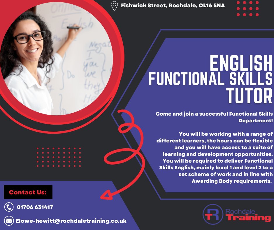 RochTraining's tweet image. We are hiring! Are you looking to pass on your knowledge and skills to future generations? We are looking for an Apprenticeship tutor to join our amazing team. For more information and how to apply please visit: rochdaletraining.co.uk/functional-ski…
#FunctionalSkillsTutor #Education #JoinUs
