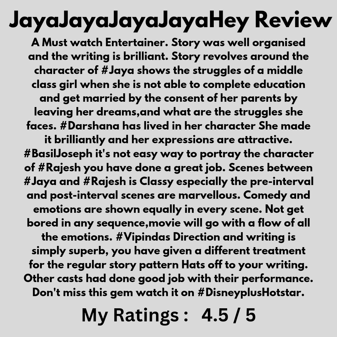 #Jayajayajayajayahey #moviereview #Basiljoseph #Darshana #Vipindas #lakshmiwarrier #ganeshmenon #babluaju #ankitmenon #cheersentertainments

Follow @cine_samachara for more updates