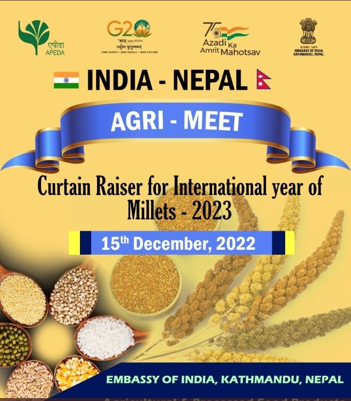 MilletsOfIndia's tweet photo. 💖 Very delighted to know that things are moving very fast at @MEAIndia on #Millets.💐 Be it Belgium, Indonesia, Nepal, or Azerbaijan, Indian Embassies are working towards promoting Millets by B2B Meetings with help of @APEDADOC &amp; Contests👏. Hoping to see more🌾at more Embassies https://t.co/aXVUsFb5nu