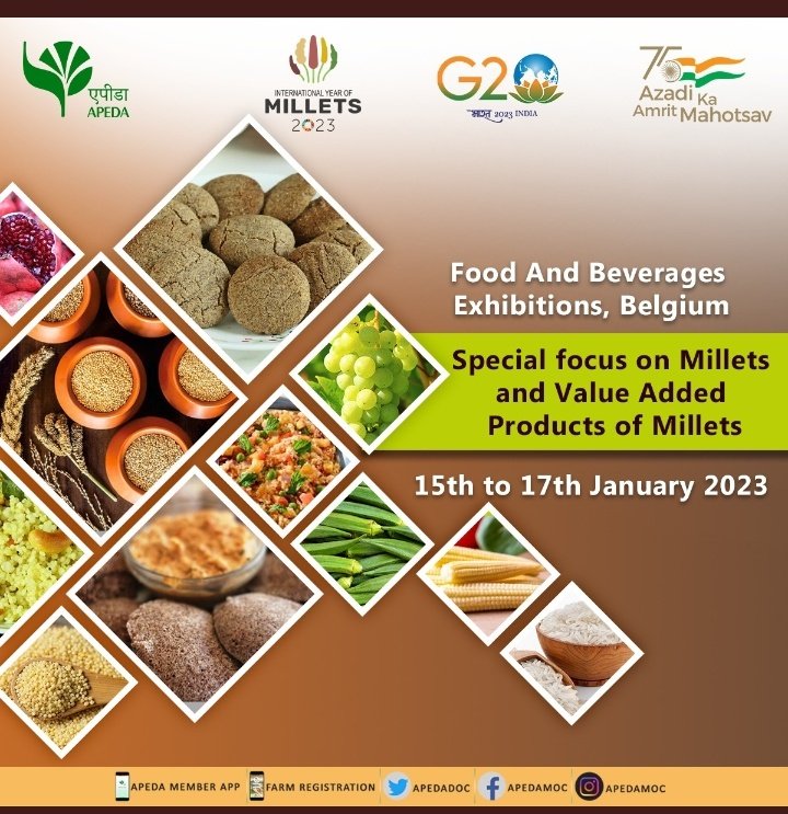 MilletsOfIndia's tweet photo. 💖 Very delighted to know that things are moving very fast at @MEAIndia on #Millets.💐 Be it Belgium, Indonesia, Nepal, or Azerbaijan, Indian Embassies are working towards promoting Millets by B2B Meetings with help of @APEDADOC &amp; Contests👏. Hoping to see more🌾at more Embassies https://t.co/aXVUsFb5nu