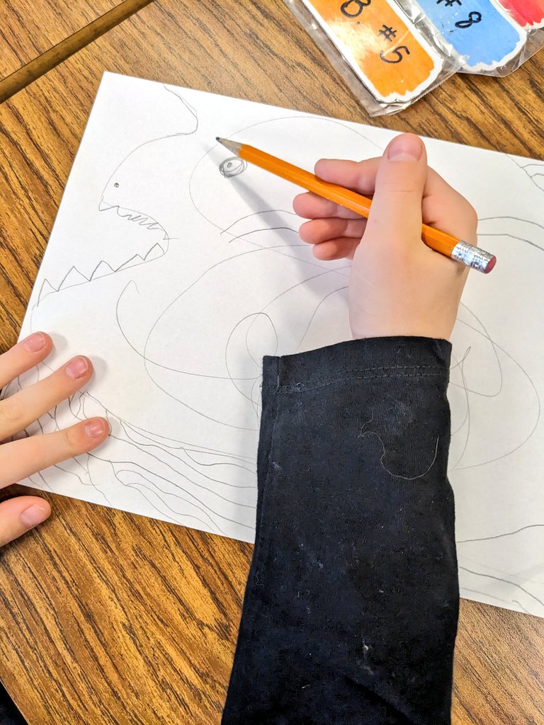 MrLands's tweet photo. Inquiry Time warm-up activity this morning @LangleyLeopards!

Mistake ➡️ Masterpiece  

✅ Draw random lines and marks (30s)
✅ Transform this into a drawing (10m)
✅ Share your masterpiece with others

#BeautifulOops
#Inquiry 
#Mindset https://t.co/f2fdSPewQm