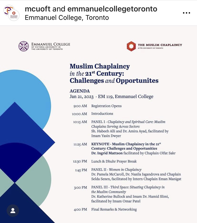 Thanks to <a href="/uoftmsa/">UofT MSA</a> and <a href="/EmmanuelColleg2/">Emmanuel College</a>  for their collaboration and their kind invitation to me for a panel discussion of Women in Chaplaincy. It was a pleasure to share my rewarding and integral work that cultivates a culture of equity, diversity, and inclusion <a href="/Laurier/">Wilfrid Laurier University</a> .