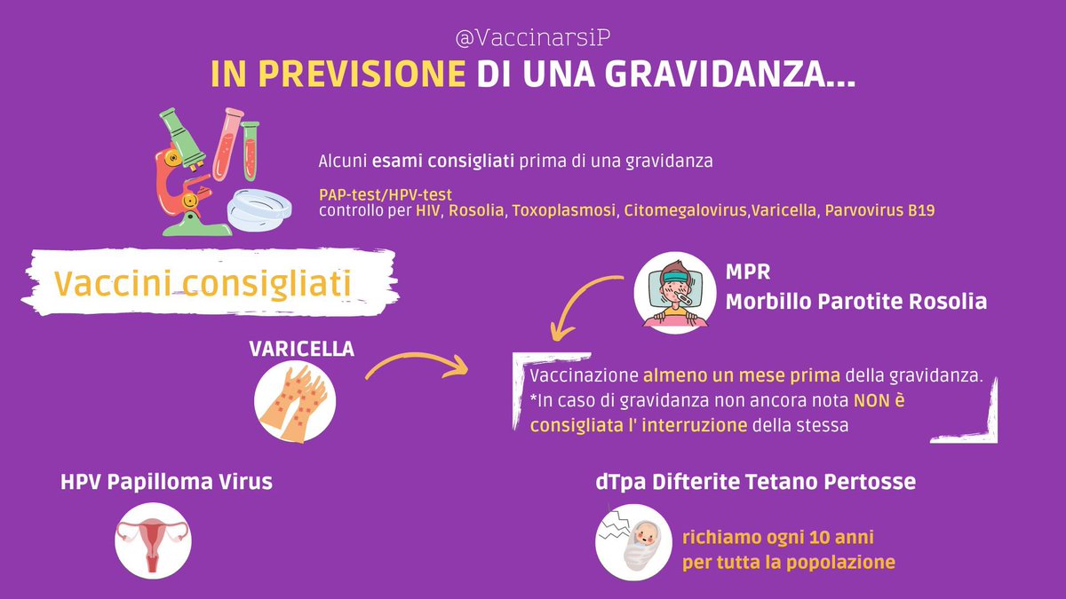 VaccinarsiP's tweet photo. Se hai in previsione una #gravidanza o sei già #incinta è importante informarsi su quali siano i vaccini consigliati. Scorri l’infografica e visita https://t.co/oa7HZnjxGu!
Grazie al sostegno di @CSP_live 
@SItI_Nazionale @vaccinarsiti @IgieneUnito https://t.co/vwgsYK45pw