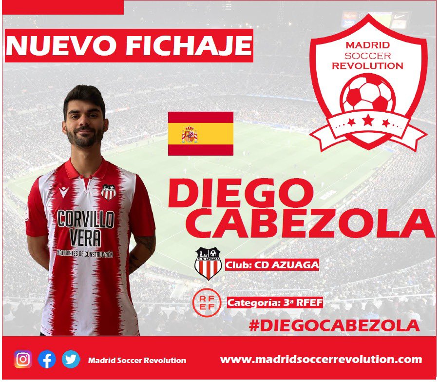 🔁 <a href="/DiegoCRguez3/">DiegoCRguez3</a> 🇪🇸 es nuevo jugador de <a href="/cdazuaga/">CD Azuaga</a> con ficha profesional🚀

👌 Le deseamos muchos éxitos en su nueva etapa y que se cumplan sus objetivos!

🙌 Vamos Diego❗️

#diegocabezola  #madridsoccerrevolution #asesoramiento