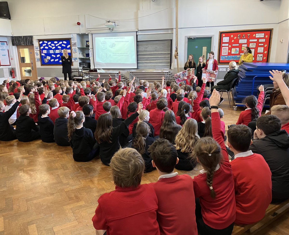 PudseyLowtown's tweet photo. Last weeks assembly introduced the school councils new project, where they are working with The Crisp Packet Project in recycling crisp packets to make survival items for those struggling! #crisppacketproject #workingtogether https://t.co/SkVQU5g1t5