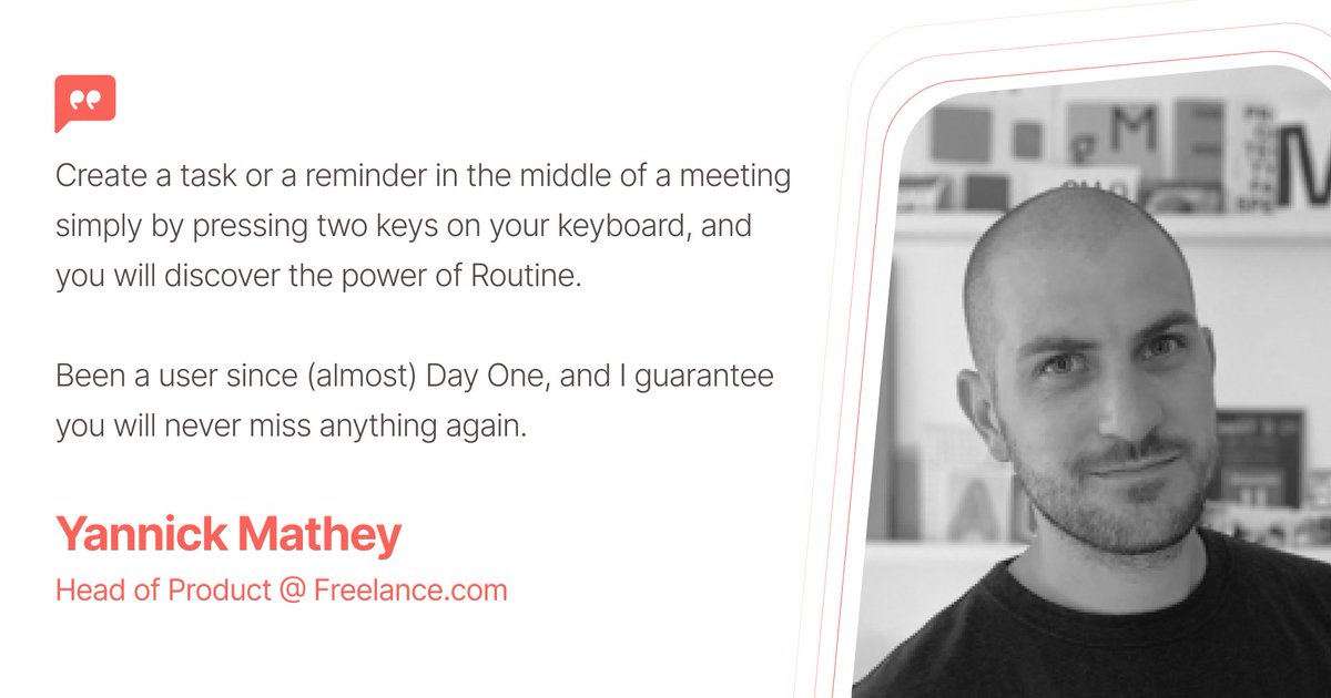 Yannick creates tasks and reminders during meetings seamlessly using Routine's keyboard shortcuts.