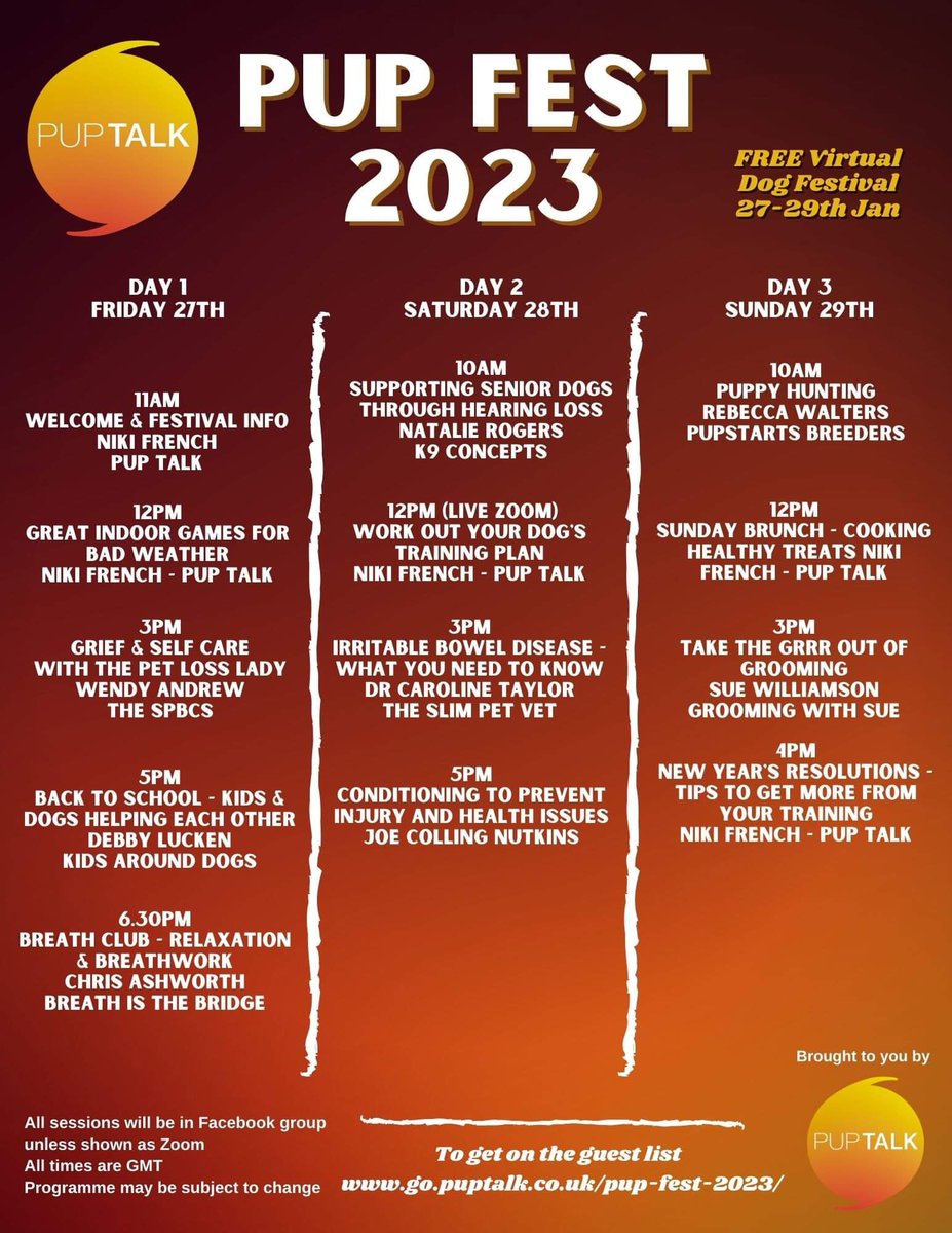 I’m delighted to share with you that I’m a guest speaker at this #free #online #event on Friday at 3pm.
Fantastic line up and hosted by the wonderful Niki French of <a href="/puptalk101/">puptalk101</a> ! Xx 🙏❤️🐾🌈

#petloss #petbereavement #grief #support #counsellor #author