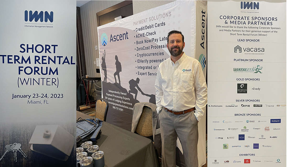 AscentPayment's tweet photo. @ascentfulness In Miami at the #IMNEvents #ShortTermRental Forum #STRW. Chat with Paul, Robert, &amp; Matthew. Our CEO Paul is on a panel, "Data &amp; Data Management: Booking, Channel Management, Communications &amp; Screening" on Monday, January 23, 11:50 – 12:45 EST. #paymentsolutions https://t.co/faD0TPiCcv