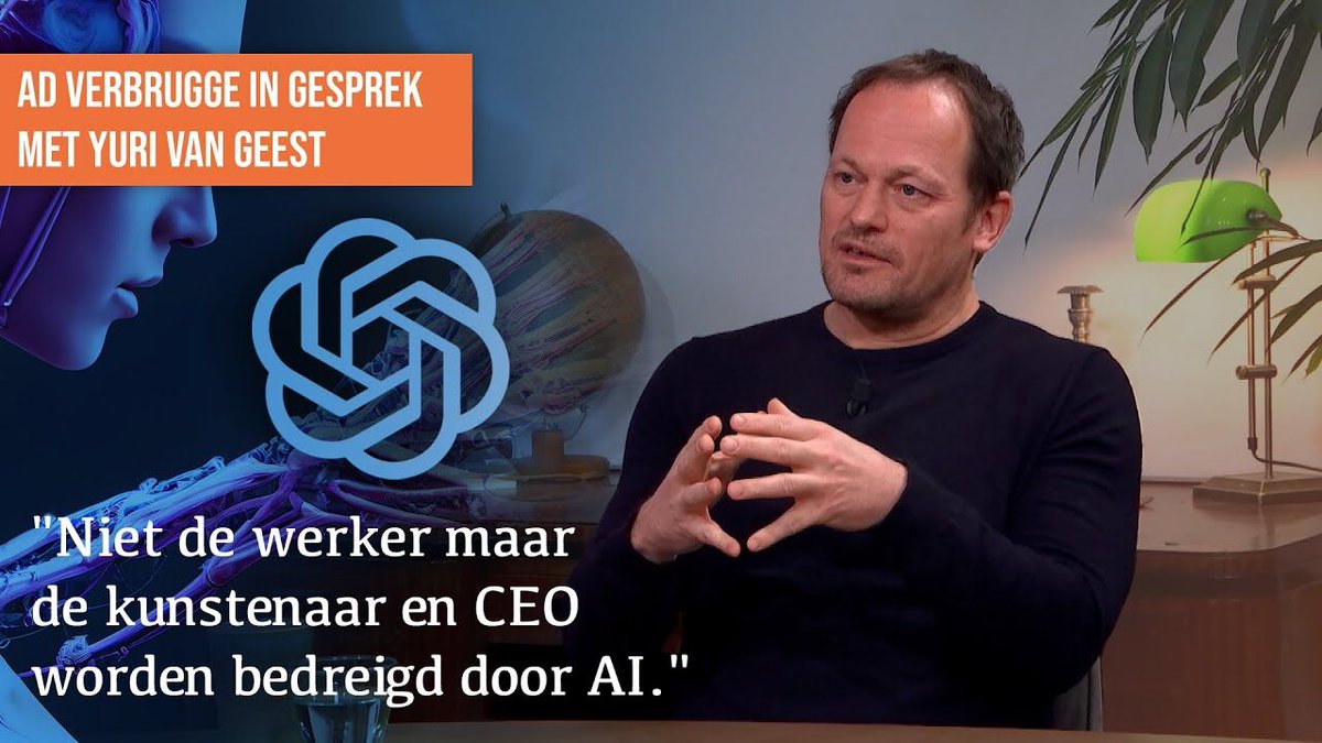 De_NieuweWereld's tweet photo. 'Niet de werker maar de kunstenaar en CEO worden bedreigd door AI,' zegt holistisch systeemdenker Yuri van Geest in gesprek met Ad Verbrugge.

Bekijk het hele gesprek ▶️ https://t.co/dGa7o0kNHn https://t.co/mlDx1P3Www