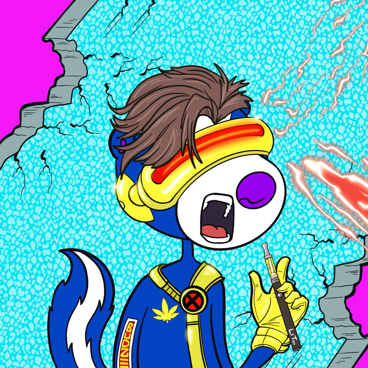 skunk_budz's tweet photo. X-skunk is live and one has been gobbled up! SB-Logan has a permanent home. 4 x-skunks remain dutch auction so check on pricing..started 0.042 now 0.035 and will drop until sold… cyclops,grey,storm and gambit remain.. 1 of 1 so go get skunked! #Nft #pfp #wakenbake #spacesbetween https://t.co/jyMZkTVUdx