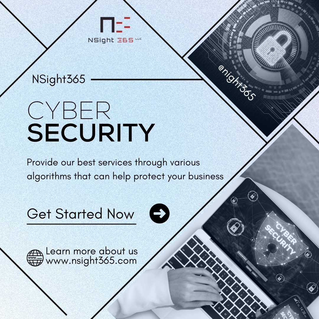 NSight365's tweet photo. Here at NSight365 we protect information, sustain and manage critical systems and develop integrated platforms to handle complex needs of different entities by applying over two decades of experience within our diverse resource pool. Protect your business with us.
.
.
#Security https://t.co/xHCSnoM5nB